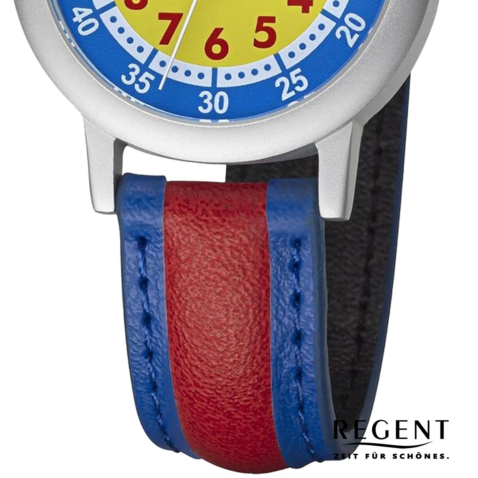 REGENT Kinderuhr Unisex in Silber-blau-gelb-rot Aluminium ⌀30mm F-1472
