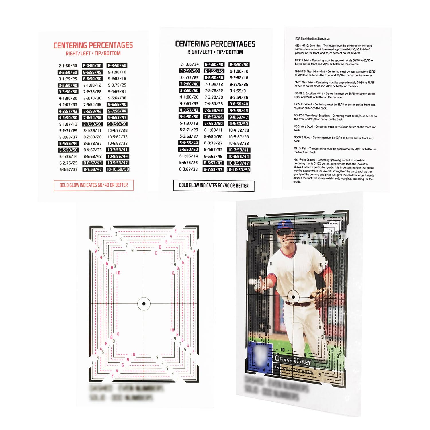 Amazon.com: Deyimmei Contains Two Sets Sports Trading Cards Measuring Tools， Card Centering Grading Tool,Sports Cards Grading kit : Arts, Crafts & Sewing