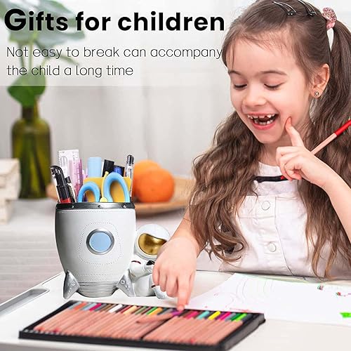 Miniatura 5 de Muyankissu Soporte para bolígrafo de astronauta, soporte para lápices de escritorio, organizador de escritorio de resina Spaceman, accesorios