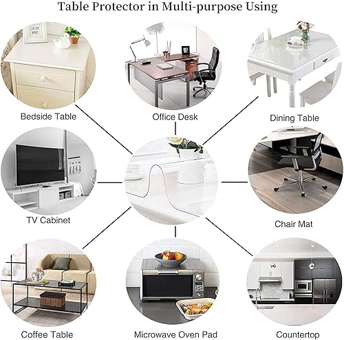 Miniatura 9 de Protector de mantel transparente, impermeable, transparente, para mesas transparentes, para mesas de mesa, para mesa de comedor (tamaño 19.7 x