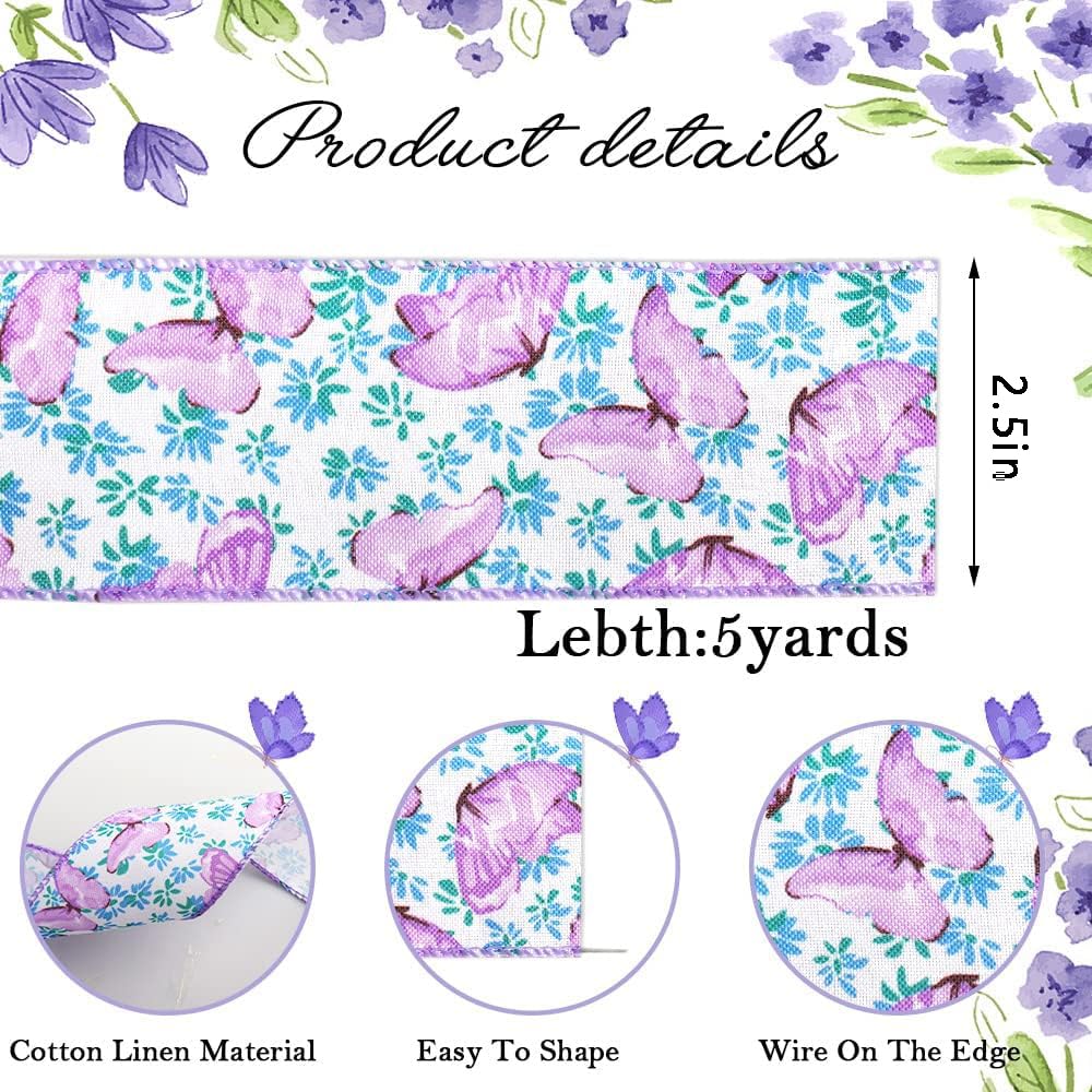 Nastro Floreale Con Bordo Metallico - 2 Rotoli, Verde Primaverile, Per Regali, Decorazioni, Fai Da Te, 15 Piedi Cadauno - Foto 9