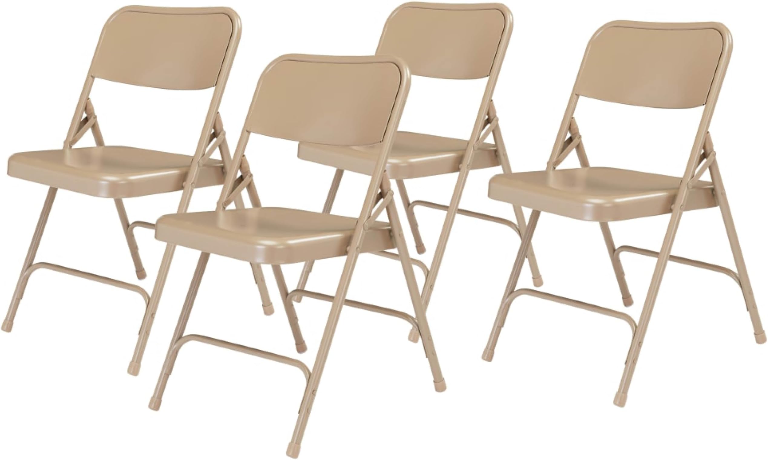 NPS 200 Series Metal All-Steel Premium Folding Chair, Beige, 4/Pack (201/4)