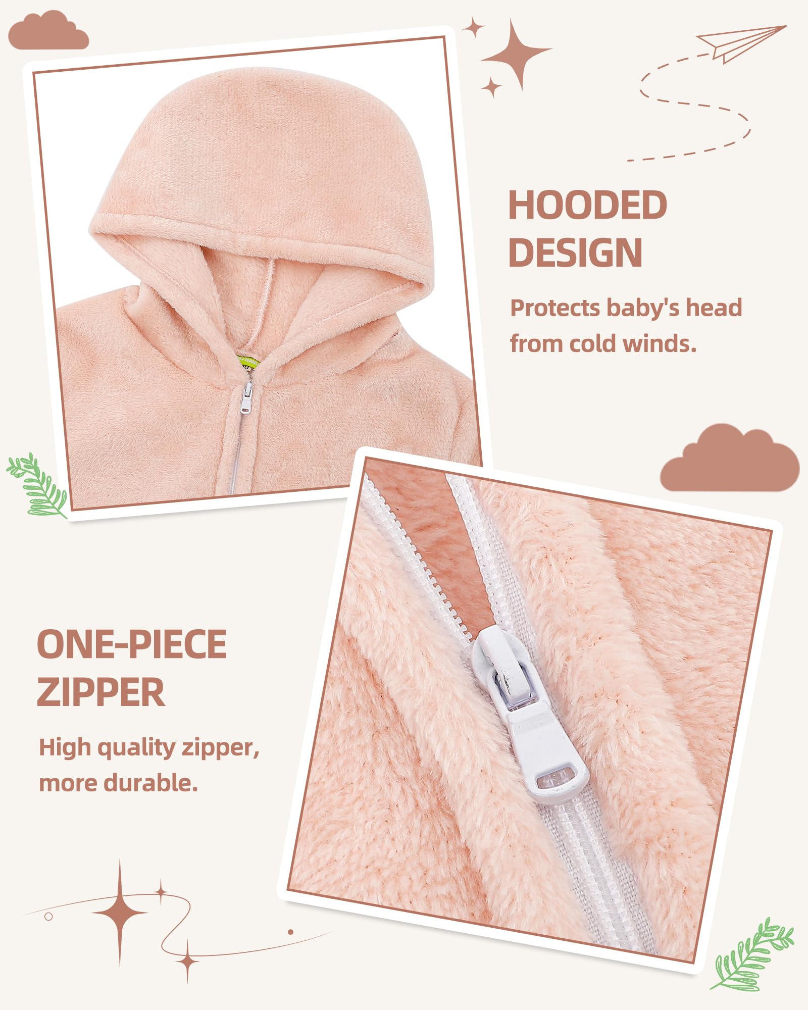 KAKU NANU Mono Unisex para Niños de Color Liso 3-12 Años Mono con Capucha de Peluche Suave Acolchado y Cálido con Cremallera y Bolsillos para Niño y Niña 6 Colores