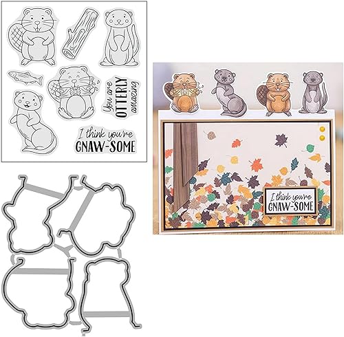 Squirrels and Martens - Juego de sellos y troqueles transparentes para hacer tarjetas, plantillas cortadas para álbumes de recortes, álbum de fotos,