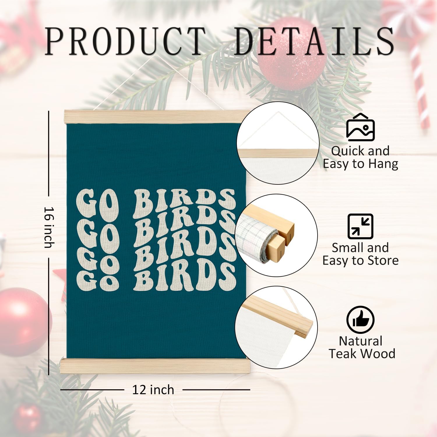 JOQUXI Go Birds Football Wall Art Decor, Football Gifts for Boys Kids, Blue Groovy God Birds Motivational Framed Artwork Poster Prints for Kids Boys Room Bedroom Sports Room Man Cave Gym Office, 12x16 Inch - Image 5