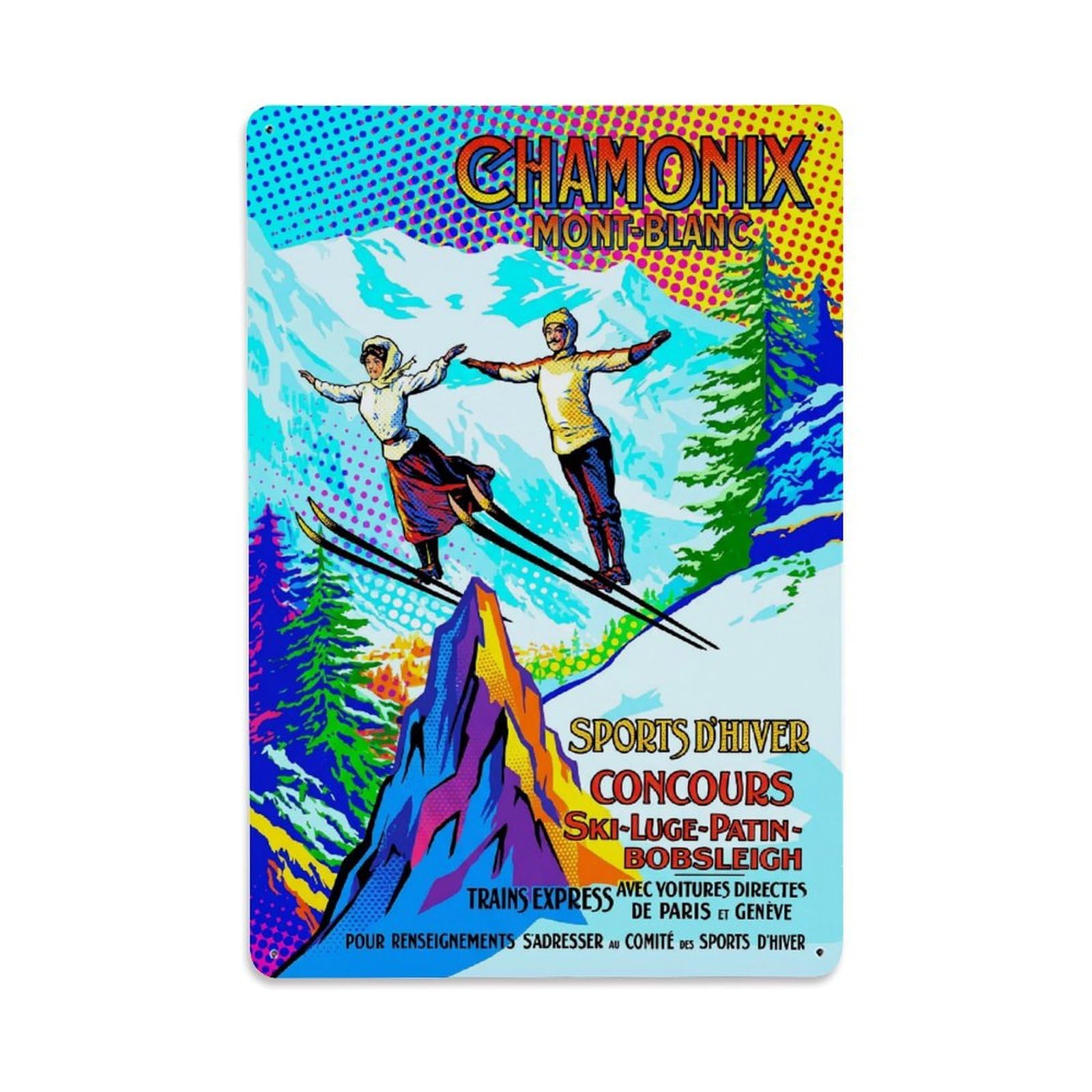 Olhnbad Style Mountain Chamonix France Retro Alpine Travel Metal Tin Sign