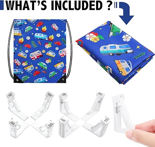 Miniatura 2 de Tudomro Mantel de camping con fundas de banco de picnic, se adapta a mesas de picnic de 4 a 7 pies, mantel de poliéster lavable y reutilizable para