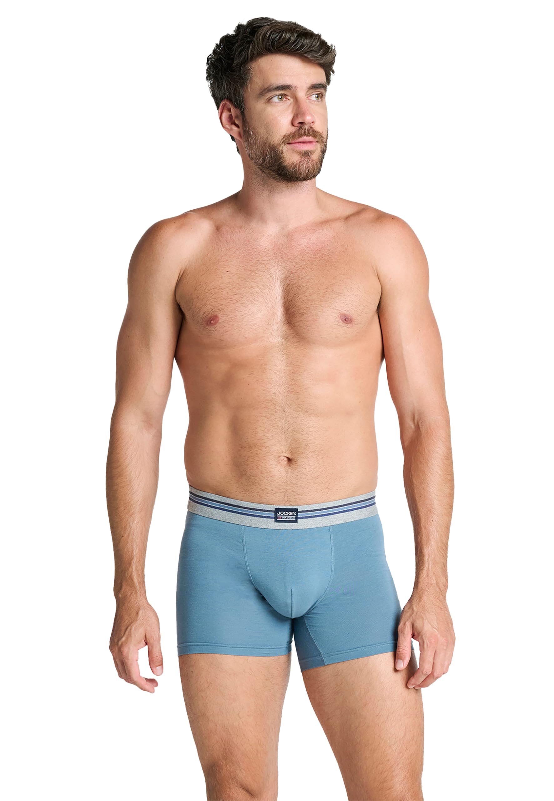 Jockey Men's Cotton Stretch Boxer Trunk - 3 Pack, Blue Mix, 3XL
