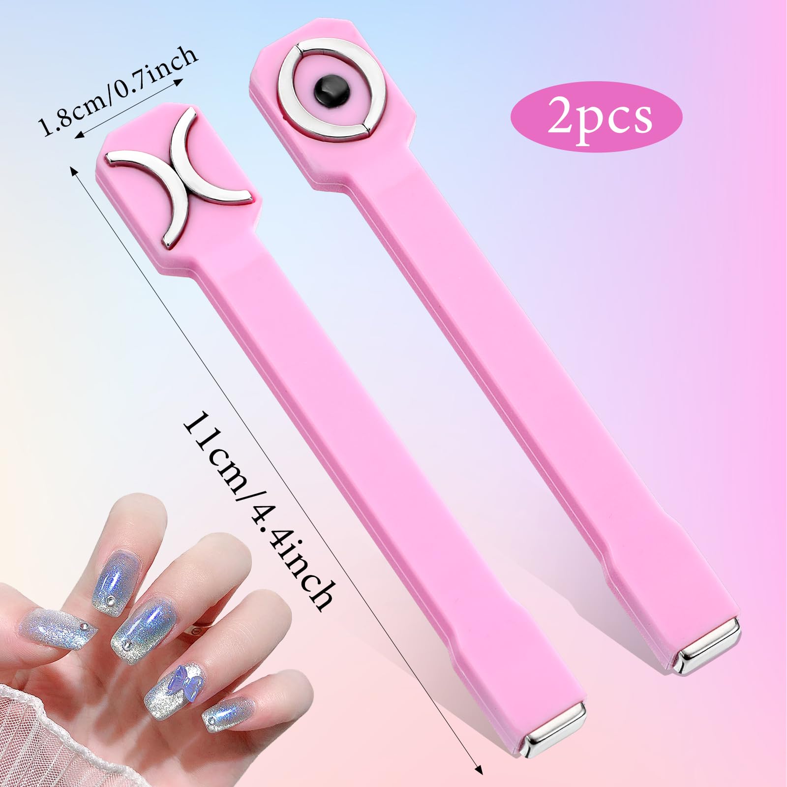 2 częściowe narzędzie magnetyczne do paznokci 3 w 1, 3D Nail Art Cat Eye Gel Nail Polish Magnet, Wielofunkcyjne narzędzie do projektowania paznokci do domu, DIY, salonu paznokci