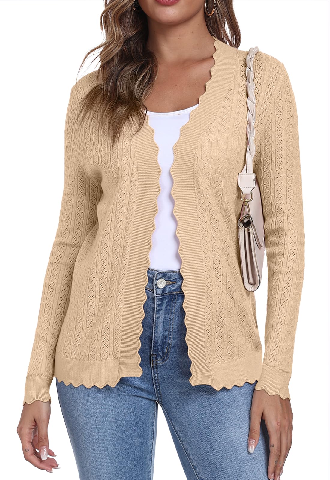 DEARCASE Damen Strickjacken Cardigan Lange Ärmel Leichtgewic