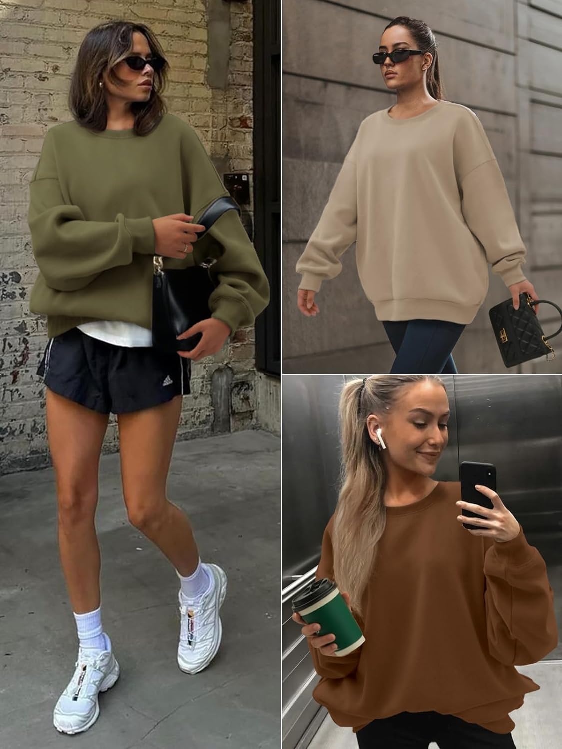 ATHMILE Oversized Sweatshirt for Women Crewneck Fleece Long Sleeve Pullover Hoodies Tops Fall Fashion Outfits Clothes 2025 - Image 4