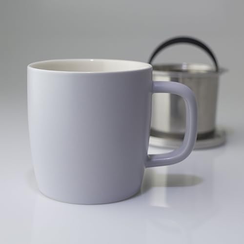 Miniatura 2 de FORLIFE Taza de preparación con acabado satinado de rocío con infusor de cesta y tapa de acero inoxidable, 11 onzas (niebla de lavanda)