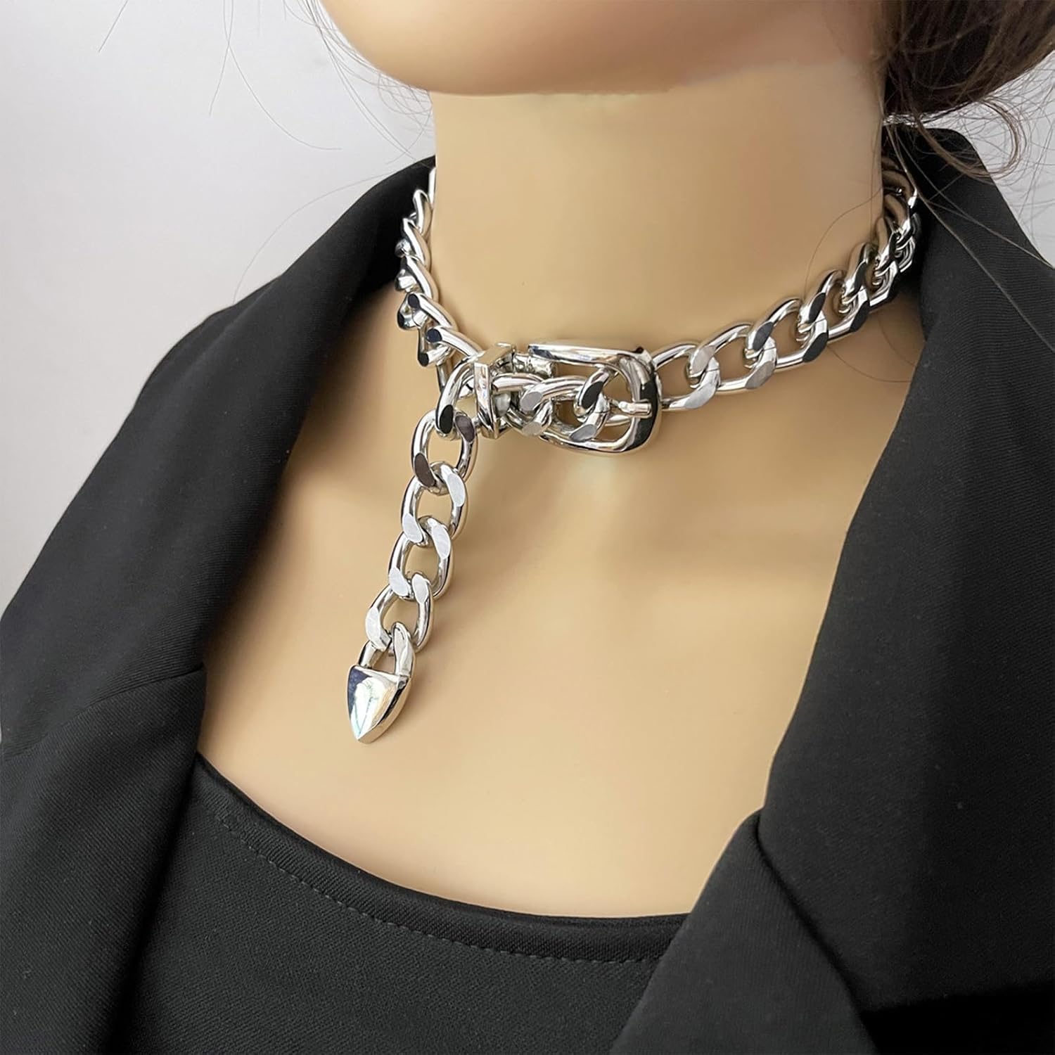 Harry and Henry Chunky Gold Necklace Statement Necklace for Women Trendy Thick Gold Choker Collar Necklaces Paperclip Chain Cross Heart Pendant Toggle Necklaces Jewelry - Image 2