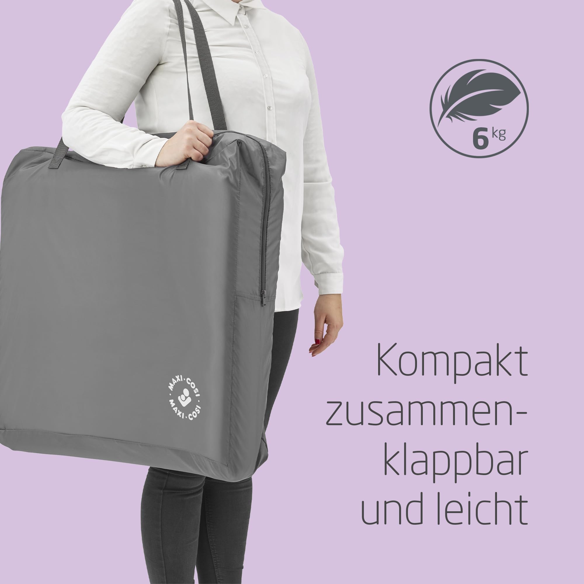Maxi-Cosi Iris 2-in-1-Reisebett Baby, 0 – 3 Jahre, bis zu 15 kg, kompaktes Reisebettchen, 2 Schlafebenen, faltbar, Schaumstoffmatratzen, Seitenteile aus Netzmaterial, Reisetasche, Essential Grey