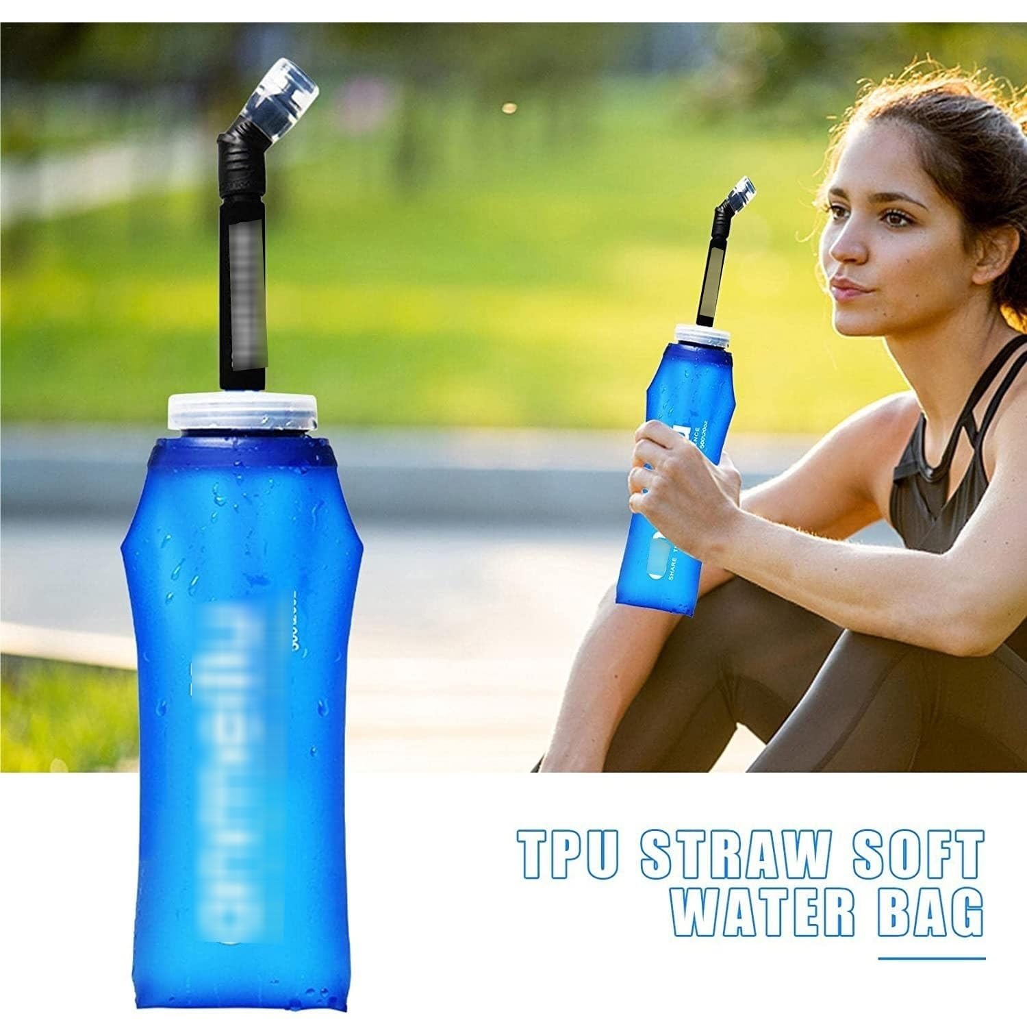 Trinkflasche Zusammenklappbare Wasserflasche Marathon Sports, weiche Wasserflasche for Laufen, Wandern, Radfahren, Bergsteigen
