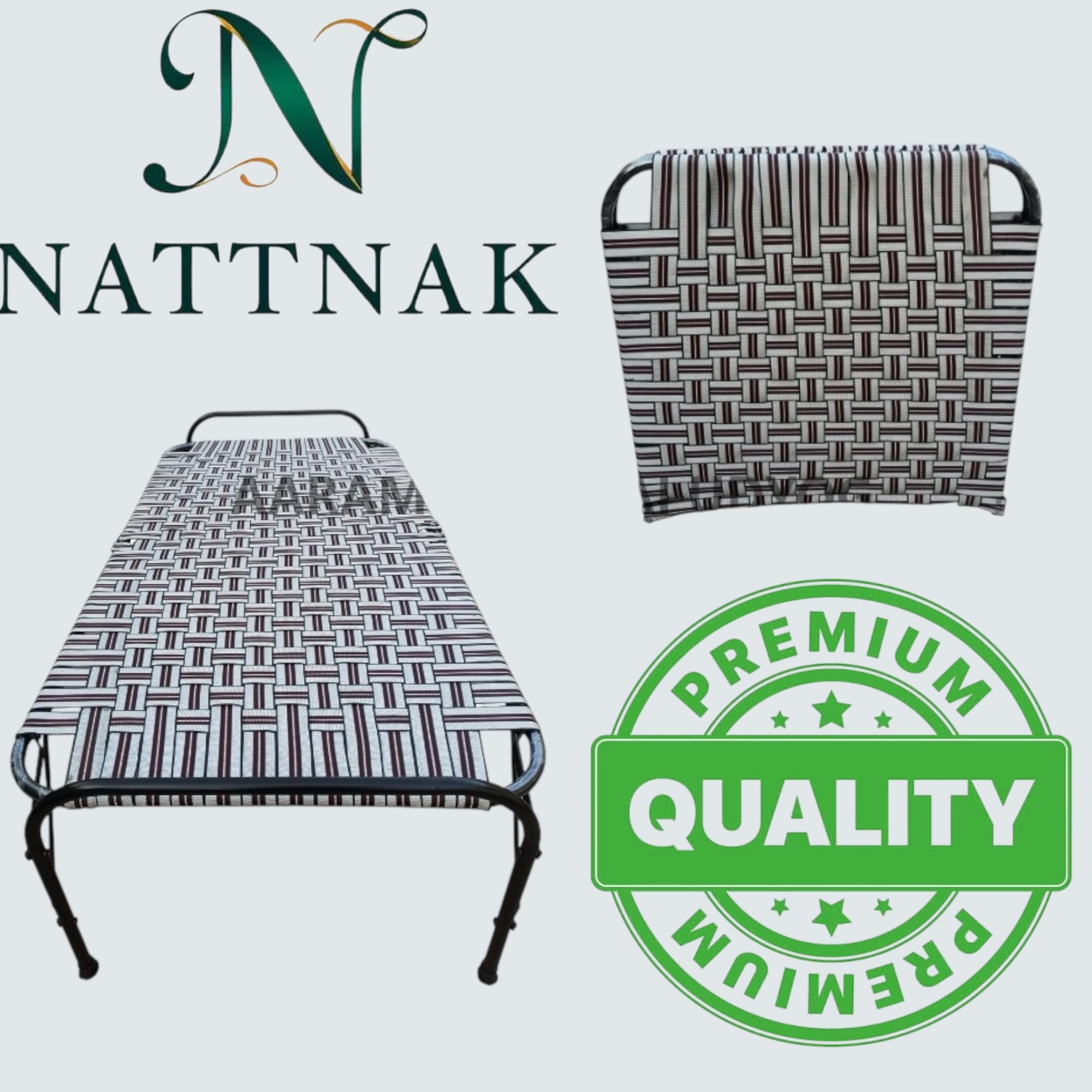 NATTNAK Folding Bed 36x72 Inch – Premium Iron Frame with Durable Nylon Strips | Portable Single Bed | Space-Saving, Heavy-Duty, for Home & Travel Use 3