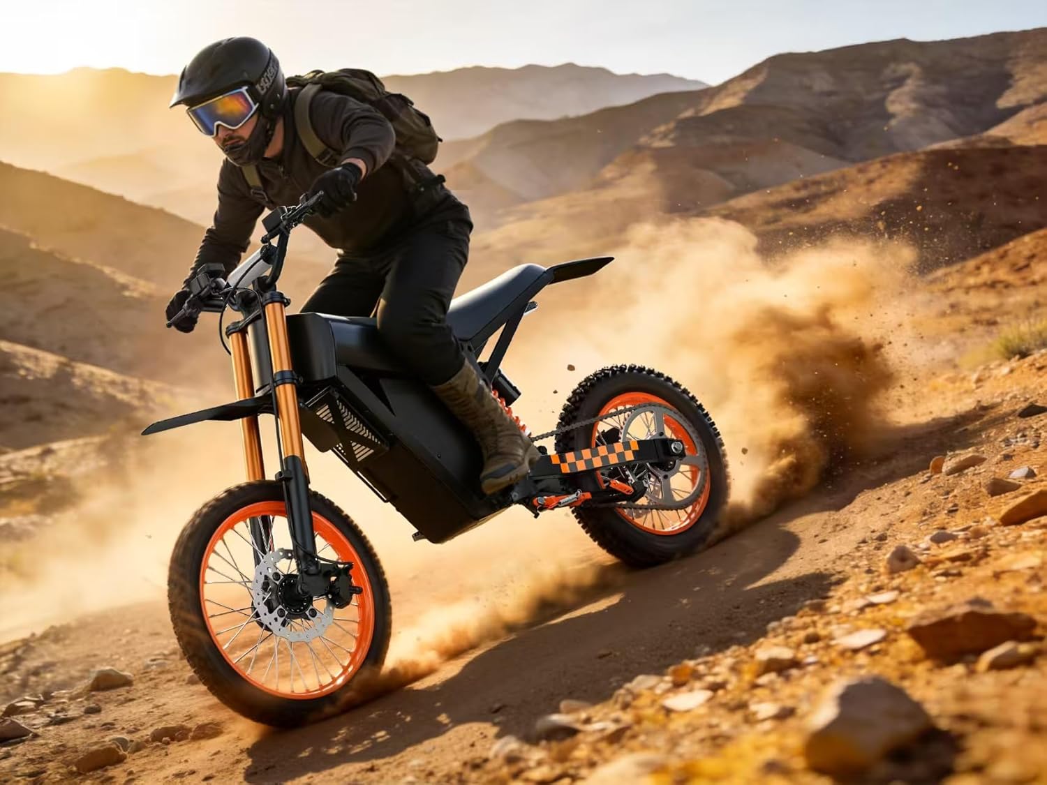 Electric Dirt Bike for Teens Adults, 3500W Peak Mid-Drive Motor with 48V/23AH Battery Ebike, 53-Mile Range, 38mph Speeds with Hydraulic Brakes & Dual Shock Absorption