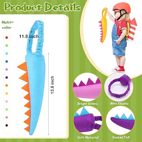Vista 2 de Libima 12 Pcs Dinosaur Costume Dinosaur Tail Set Dragon Theme Animal Tails for Girls Boys Adults Dress up Party Favors
