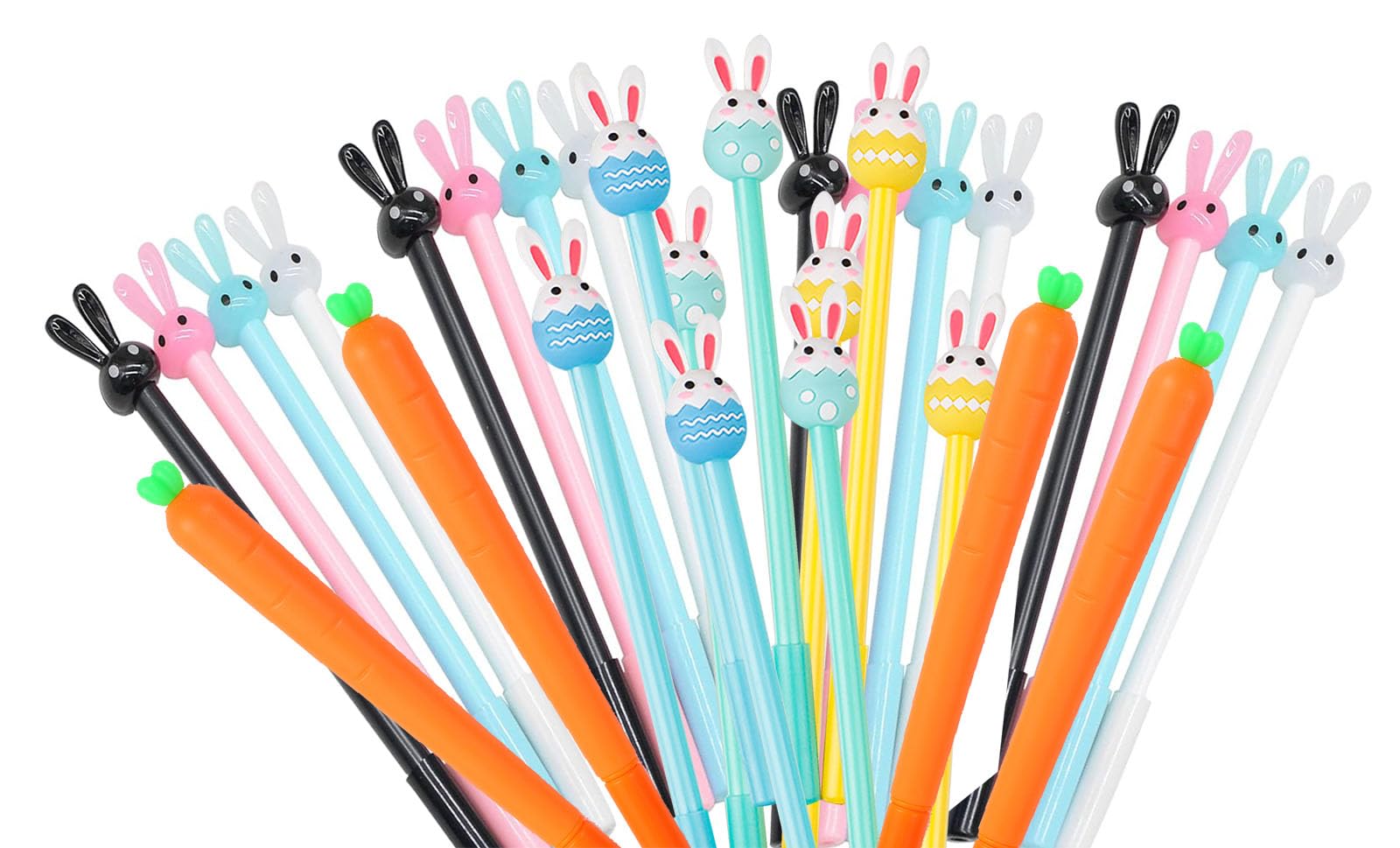YYaaloa Rabbit Carrot Eggs pens 32pcs Gel Ink 0.5 mm Black Ink Novelty Pens for Women Coworkers Office Home Wedding Bridal Shower Gifts Party Supplies