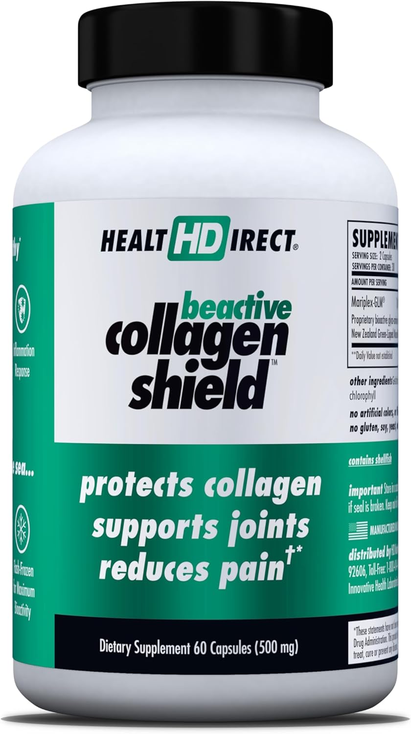 HEALTH DIRECT - BeActive Collagen Shield - 120 Capsules - Advanced Green-Lipped Mussel Supplement for Collagen Protection - Supports Skin, Joints and Muscles