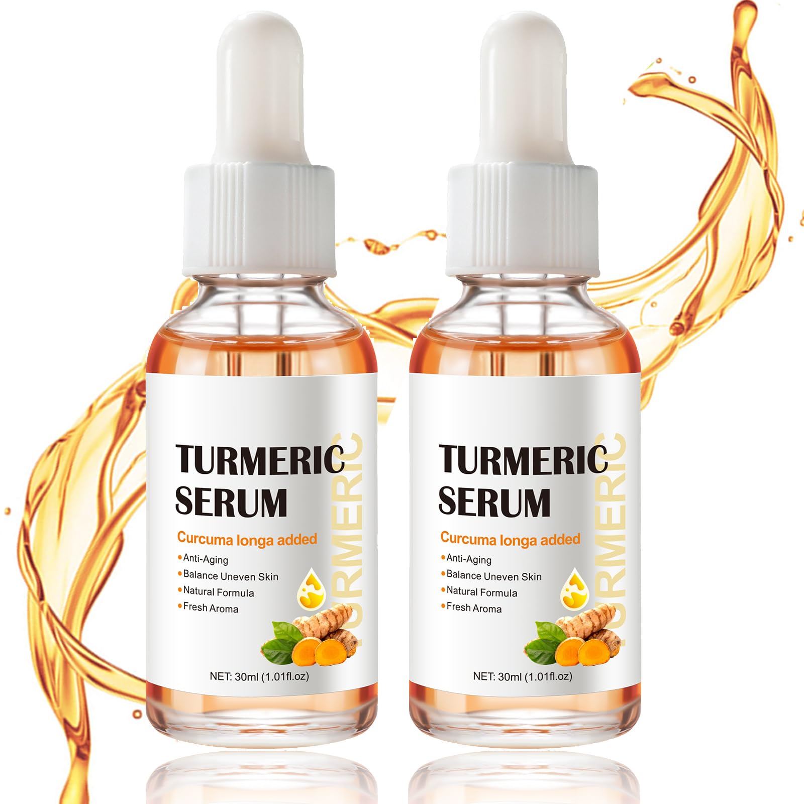 Turmeric Face Serum,Dark Spot Corrector Remover For Face,Natural Turmeric Oil Skin Care,Fights Acne,Heals Scars, Skin Face Care Lighten Dark Spots Moisturizing Erase Fine Lines (2PCS)