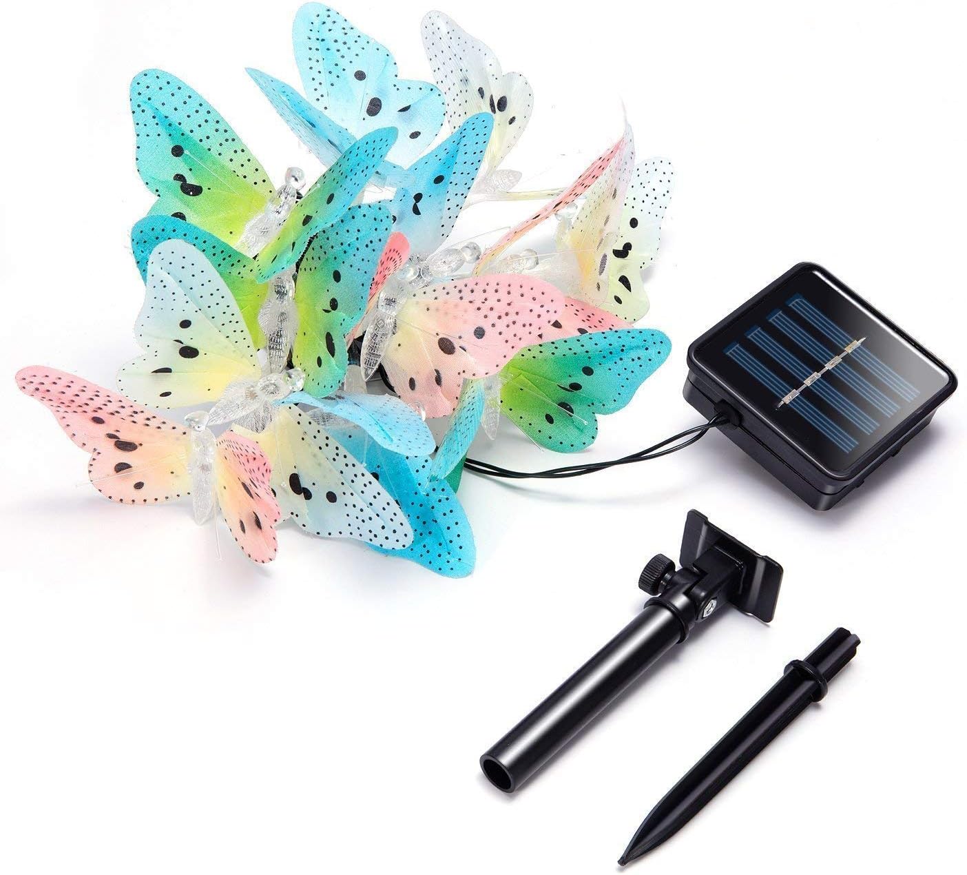 30 LED Butterfly Solar String Lights, Fiber Optic Multi-Color Beautiful Butterfly Fairy Lights for Outdoor Garden, Lawn, Patio, Yard, Party Decoration