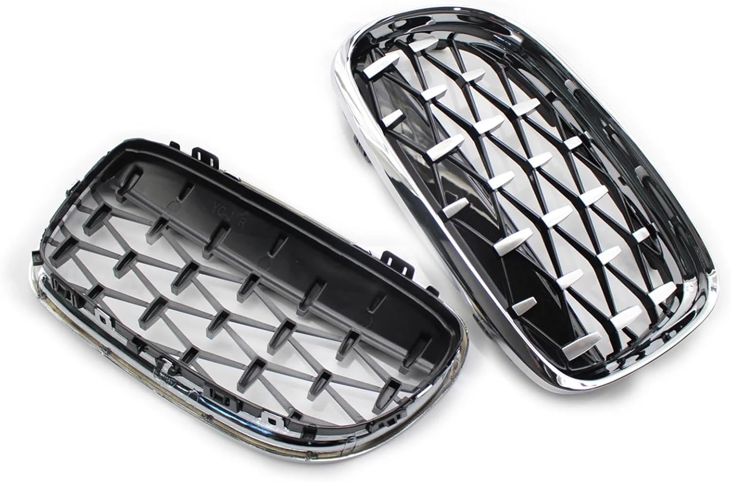 Shiny Black Chrome Diamond Meteor Style Grille Compatible with BMW 3 Series E90 E91 4 Doors LCI Facelift 2009-2012 51137201969(Black)