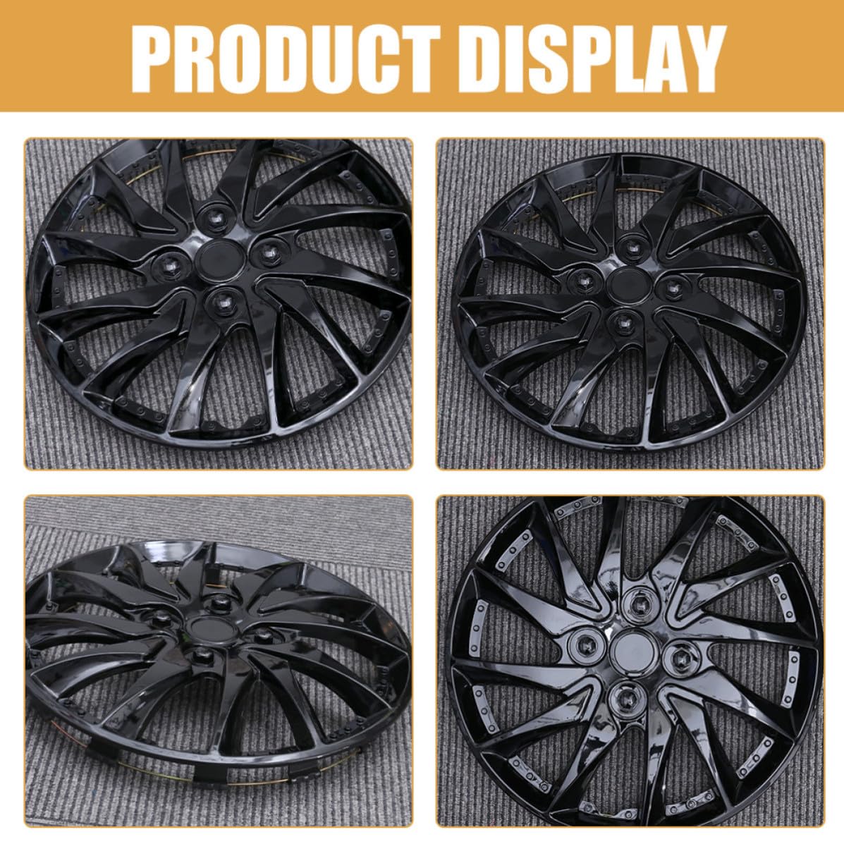 Copricerchi Decorativi per Ruota Auto 2 Pezzi 14 Pollici | Plastico Nero, Protezione e Resistenza All’usura, Installazione Facile, Design Semplice e Stiloso