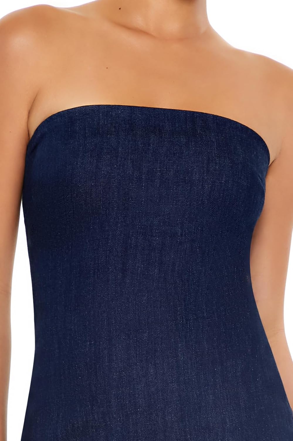 Forever 21 Womens Denim Midi Tube Dress