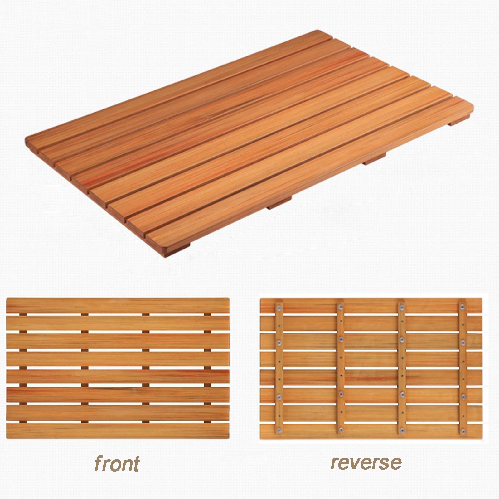 Pedana Doccia in Legno,Tappetino da Bagno in bambù per Bagno - Tappetino da Bagno in Legno per Sauna, Piscina All'aperto E Campeggio, Personalizzabile,80x80cm/31x31in