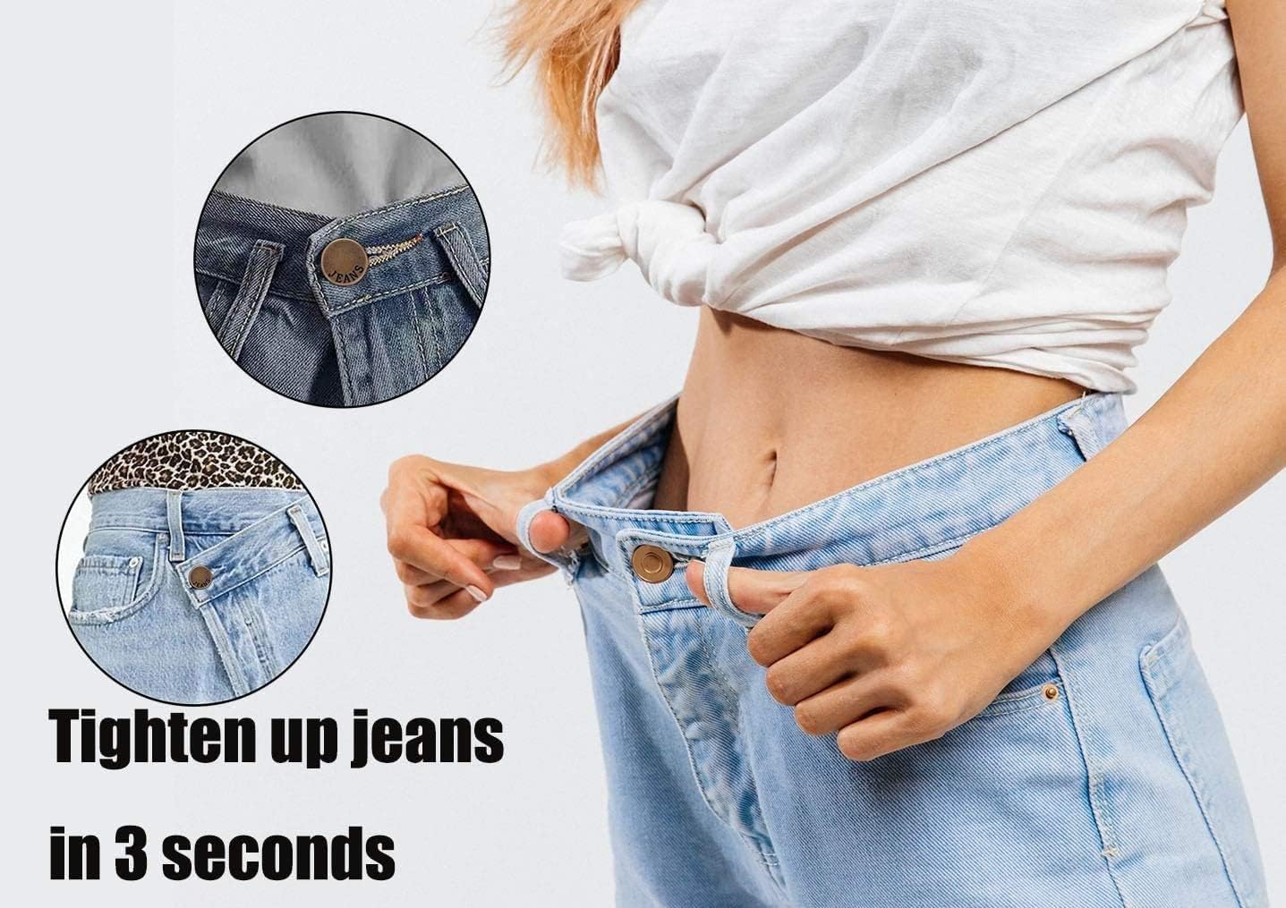 CARTXOMY 5pcs Detachable Button for Jeans 5 Styles No Sew Metal Buttons for Denims Waist Extender Button Removable Reusable Instant Button Without Sewing for Trousers Pants Bags Skirt (Style A) 2