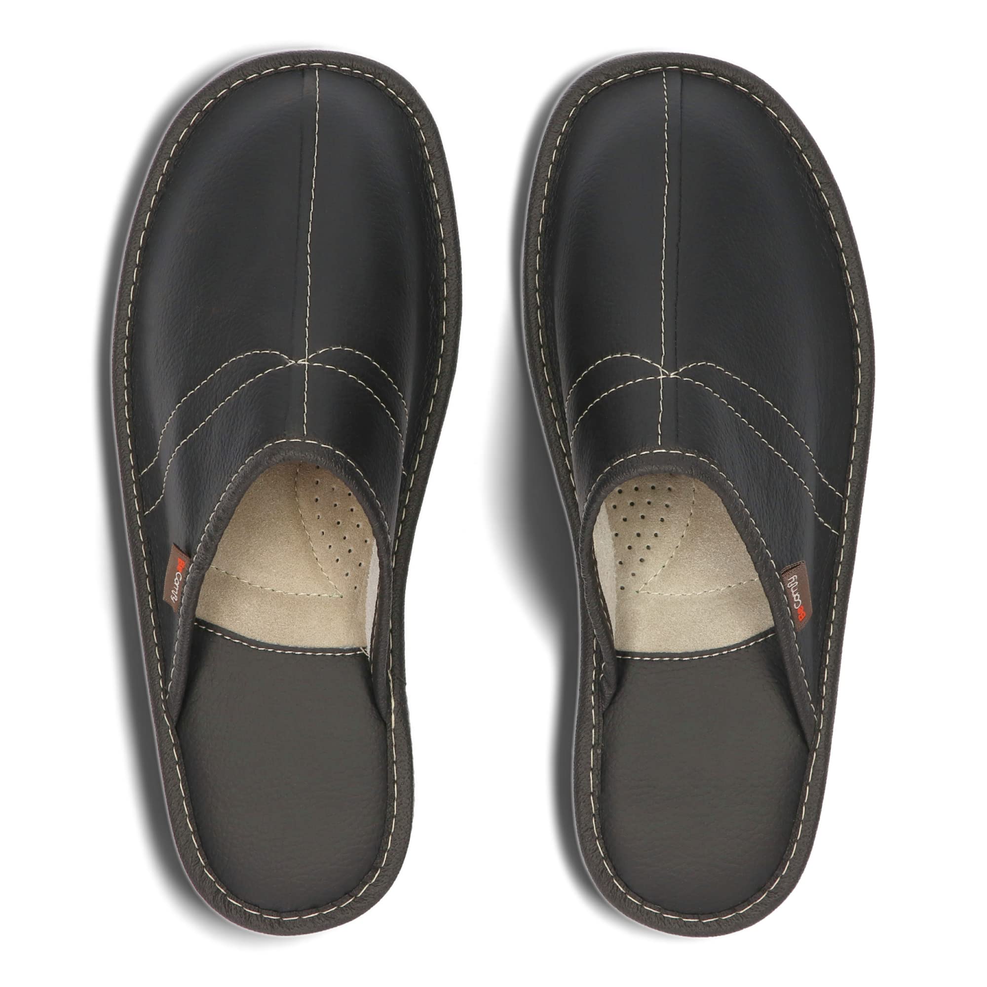 BeComfy Chaussures en Cuir Homme Pantoufles Semelle en Caoutchouc Noir Gris Marron Bleu 40 41 42 43 44 45 46 EU