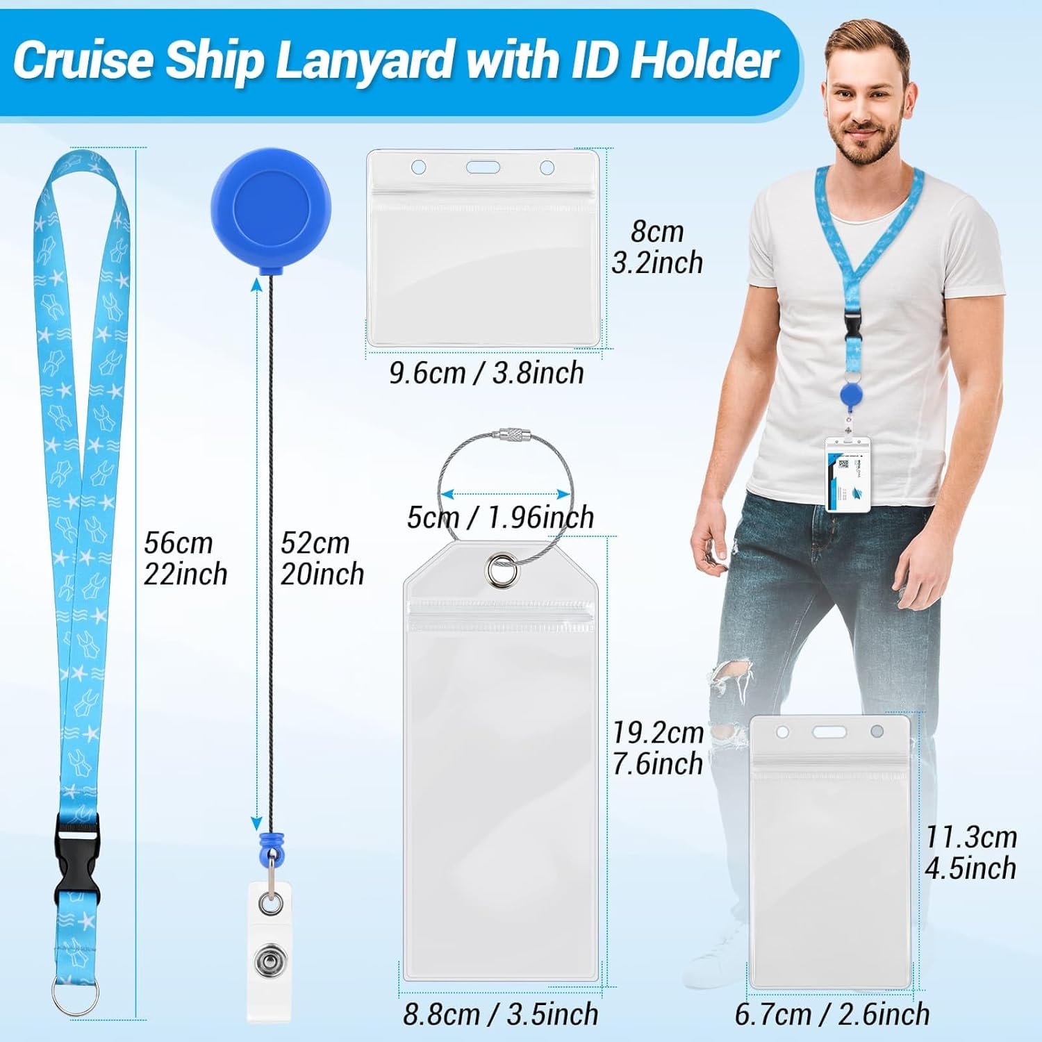 Cruise Lanyards, 6 Pack Waterproof Cruise Luggage Tags with Ship Key Card Badge Holder Travel Lanyard Retractable, Cruise Essentials Accessories - Image 3