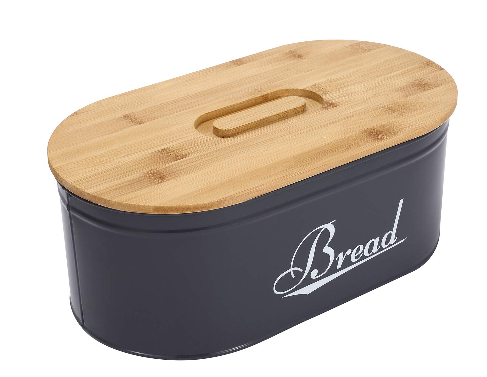 Buy Metal Black Bread Box Bread Storage, Bread Container with Bamboo