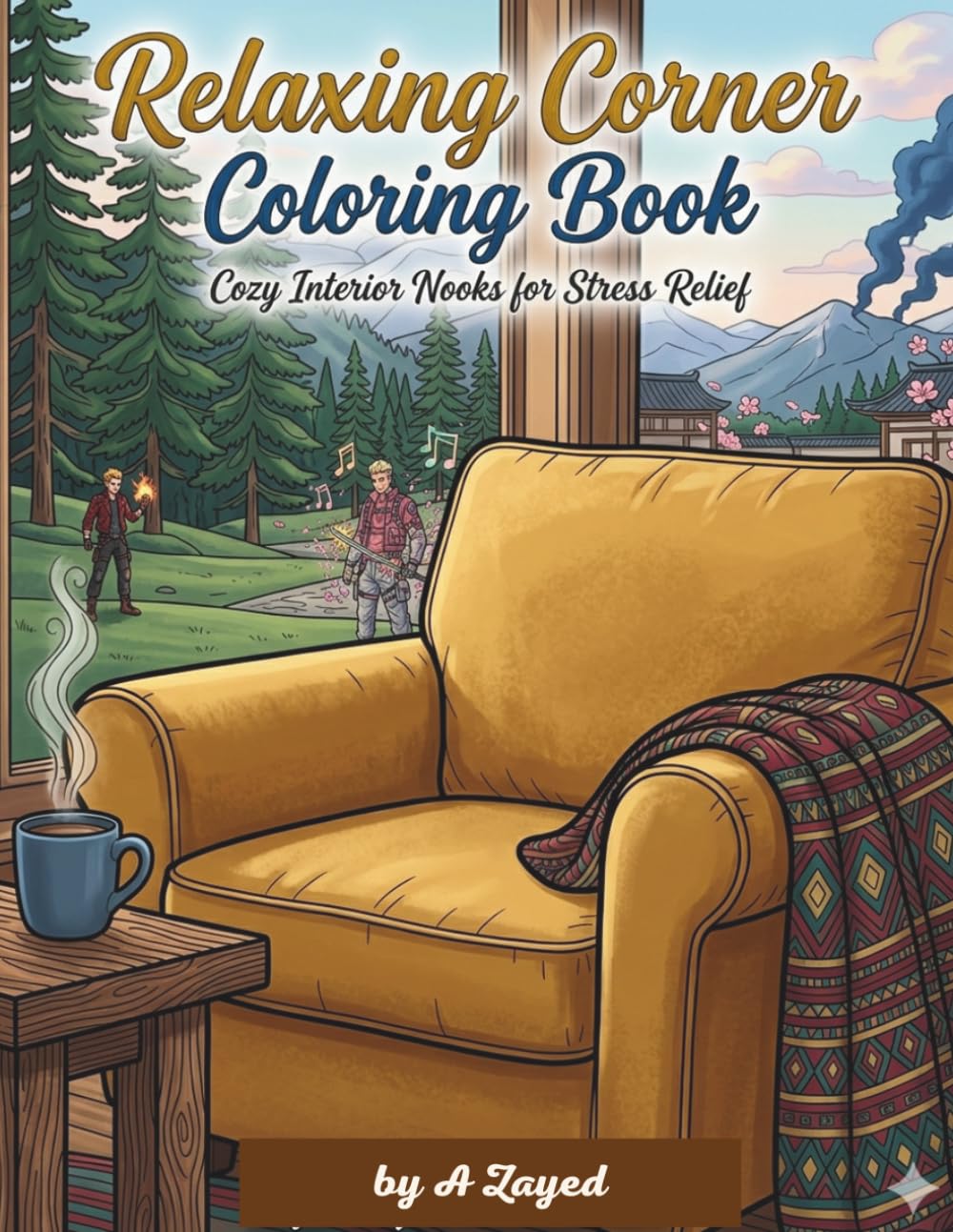 Relaxing Corner Coloring Book: Cozy Interior Nooks for Stress Relief: Bold and Easy Coloring Book for Adults: Cozy Interior Nooks and Simple Aesthetic Scenes for Stress Relief