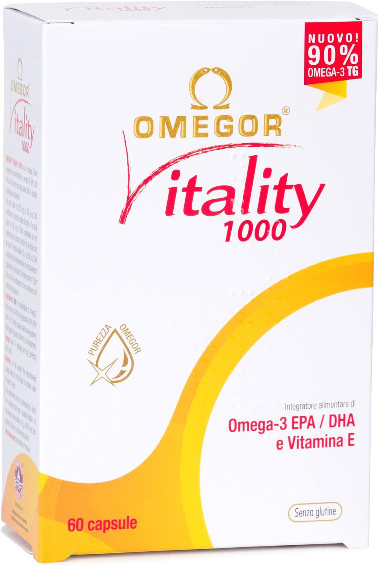 OMEGOR® Vitality 1000 - Omega 3 1000mg | The only Omega 3 IFOS Certified 5 Stars Since 2006 | Omega 3 Supplement with 800mg EPA and DHA per Capsule | 90% Omega 3 rTG Fish Oil | 60 Capsules 1000mg