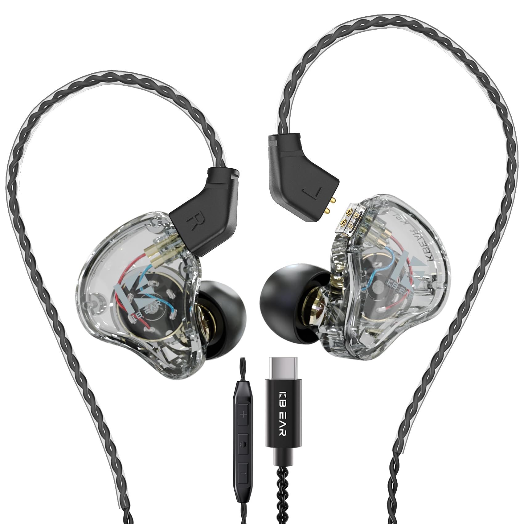 KBEAR KS1 USB C Headphones Crystal Clear Sound Earphones for Samsung Galaxy s23 s22 s21 s20 Ultra, Type C Earphone with Microphone Volume Control for Singers Musician