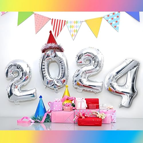 Miniatura 5 de Globos 2024, números de globo 2024 de 40 pulgadas, globos rojos para decoraciones de Año Nuevo, suministros de fiesta 2024