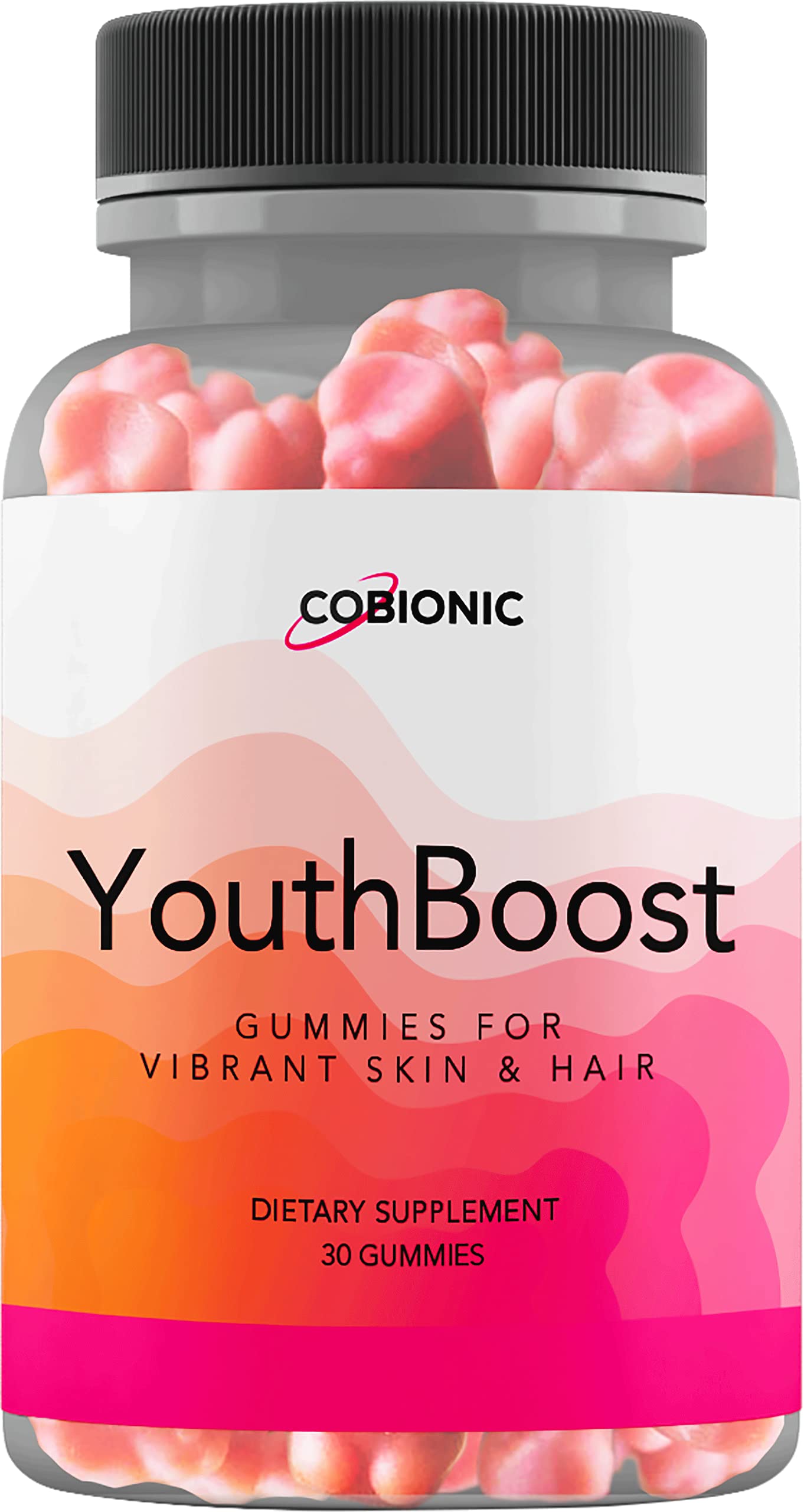 CoBionic YouthBoost Gummies - Get Longer Hair, Glowing Skin, Stronger Nails - Skin Support, Nail Care, Hair Growth Multivitamin for Women and Men, Suits All Hair Types - Sweet, Tasty, Chewable - 30 ct