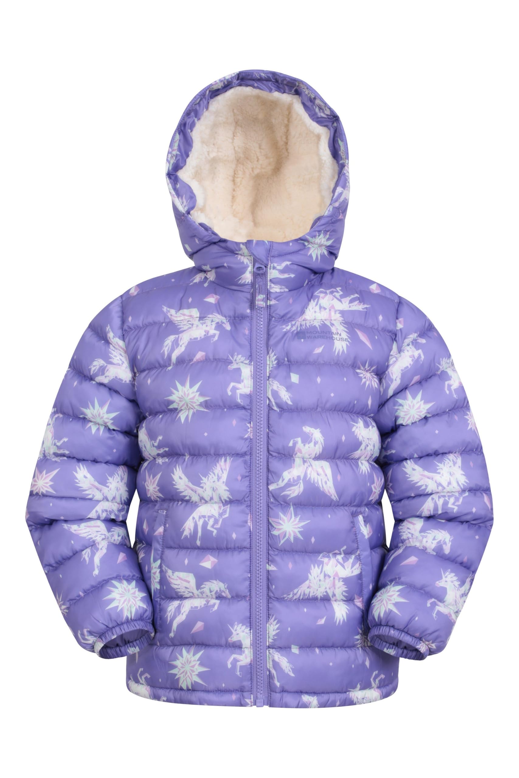 Seasons Fur-Lined Kids Padded Jacket - Purple