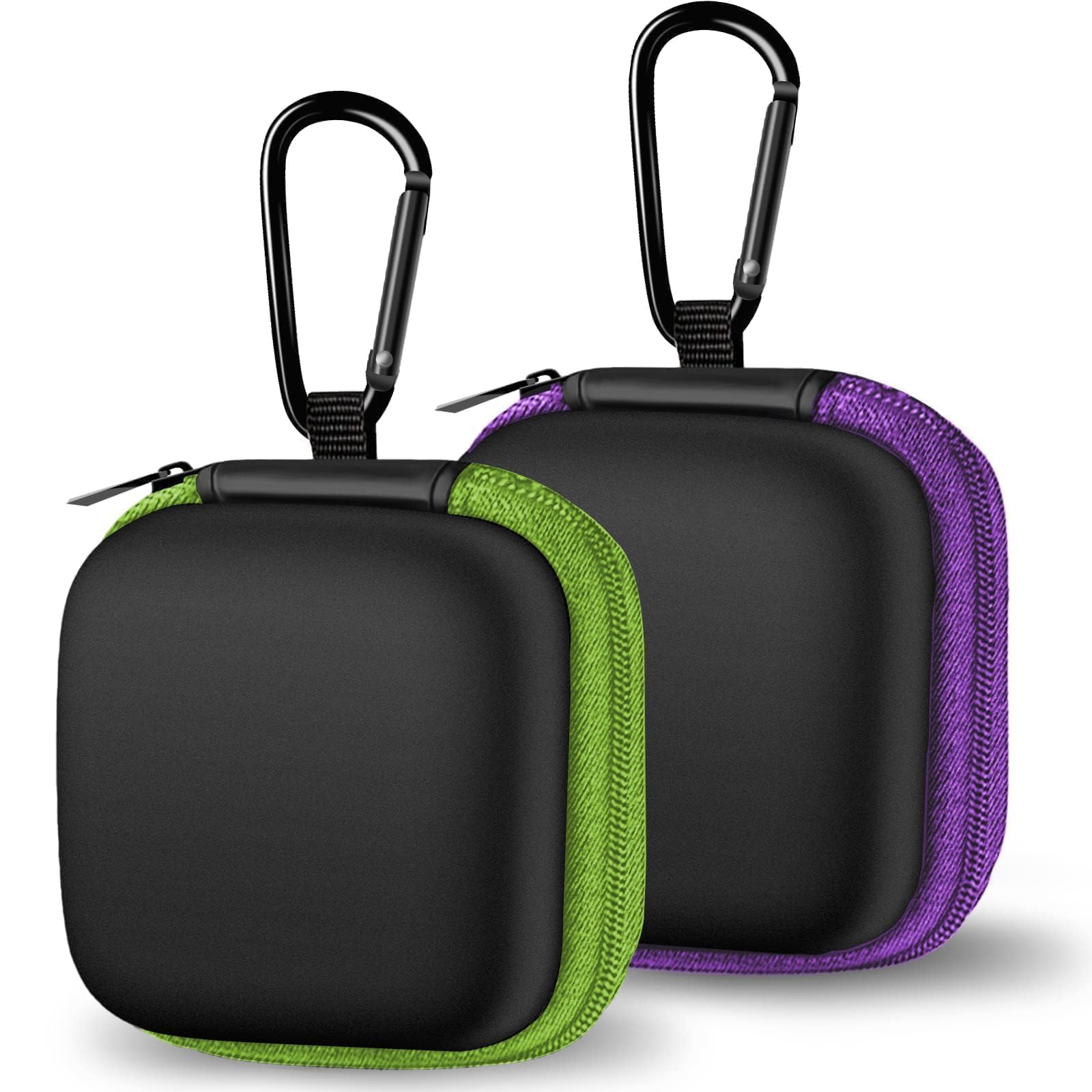 LINSANER Earbuds Case with Carabiner, Square Storage Cases, Portable EVA Storage Earbud Pouch Bag for Earbuds, in-Ear Headphones, Earphones, Headsets,