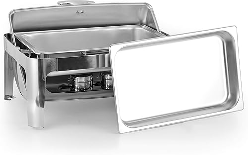 Miniatura 3 de Plato para rozar con tapa enrollable de 8 cuartos  Acero inoxidable duradero de tamaño completo  Con bandeja para alimentosagua y soportes para