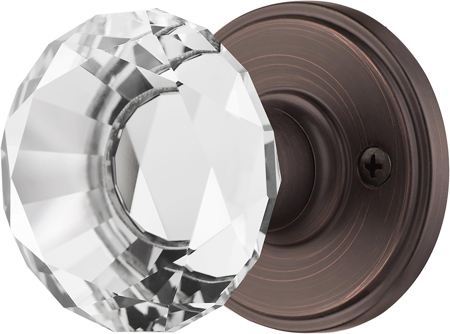 AMG and Enchante Accessories, Diamond Crystal Door Knobs with Lock, Privacy Function for Bed and Bath, Venus Collection, Venetian Bronze