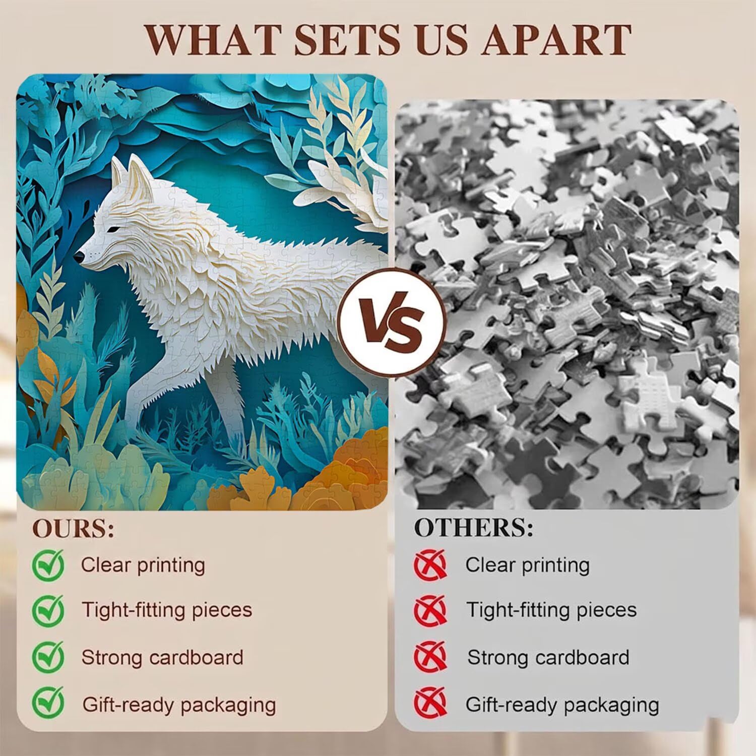 Lupo astratto Puzzle 4000 Pezzi per Adulti, Puzzle in Legno - Collezione Classica con Poster Incluso - Sfida di Concentrazione e Passatempo Antistress, Gioco Educativo per Famiglia, 141 x 87 cm f0-603