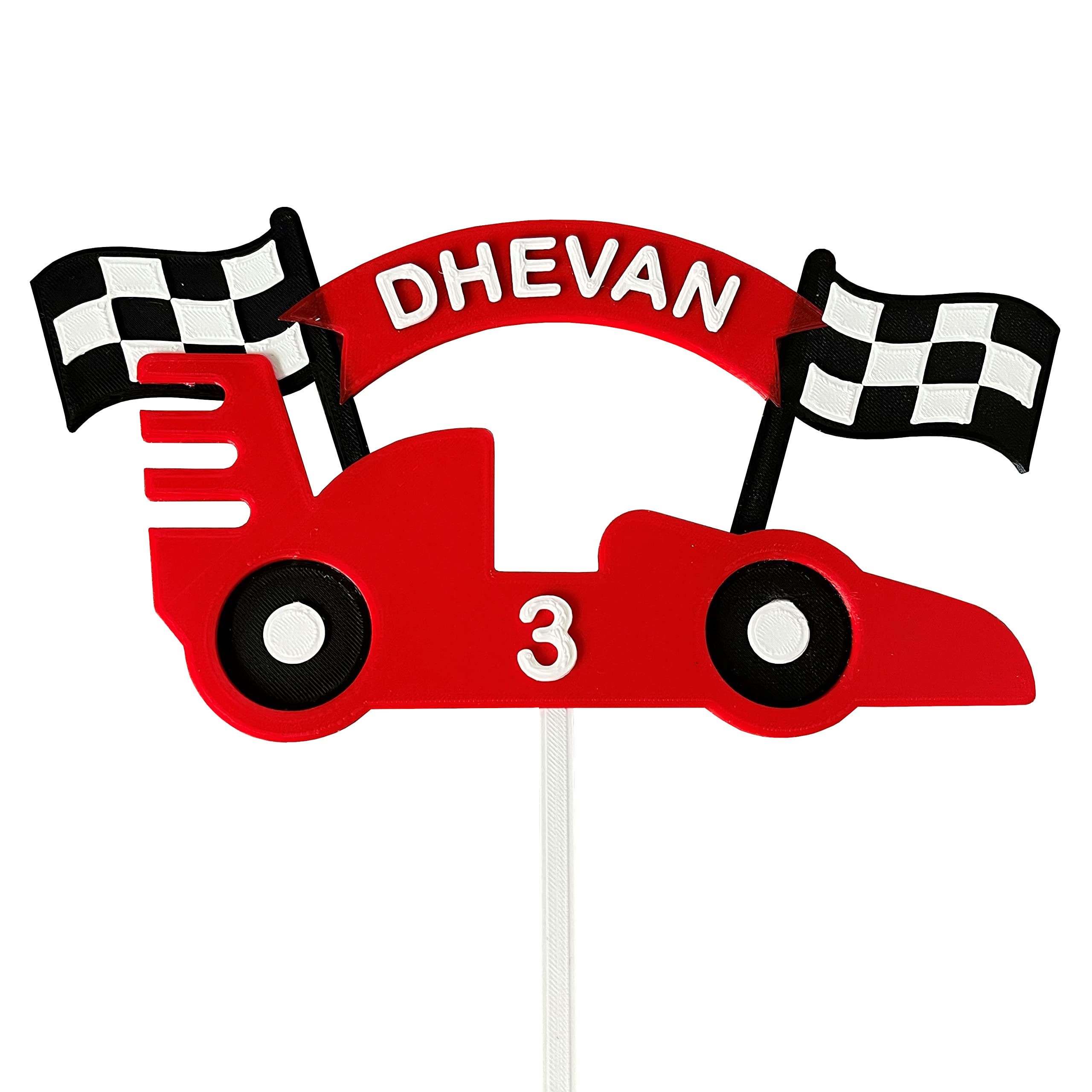 Race Car Cake Topper - Soldier - Personalised - Vehicles - Motorsports - Birthday Cake Topper - Party Supplies