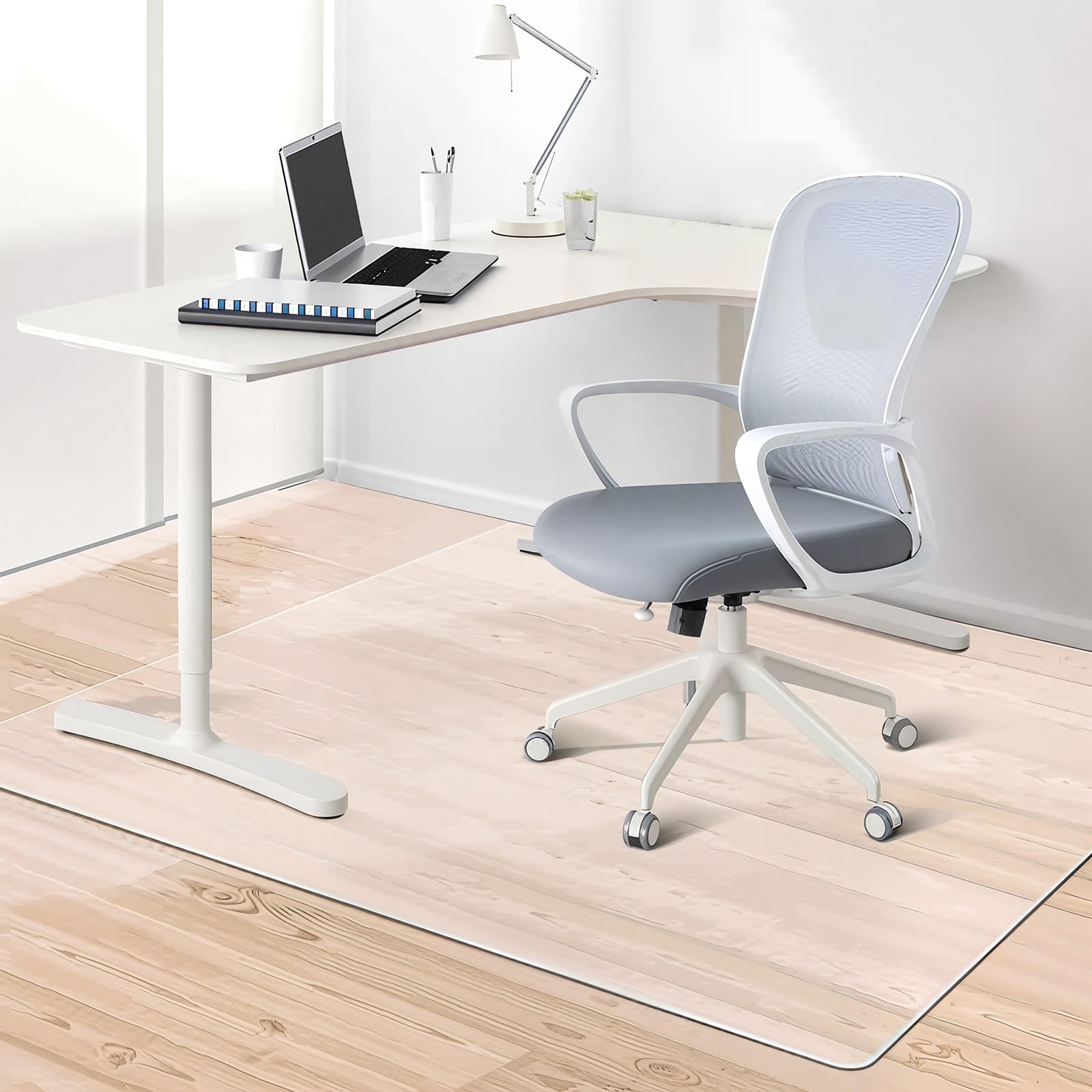 Protector de Suelo Transparente, 1.5mm Alfombra Protectora para Silla de Oficina, Resistente a los arañazos, Antideslizante, para Oficina, Parquet(Escarchado,60cmx180cm)