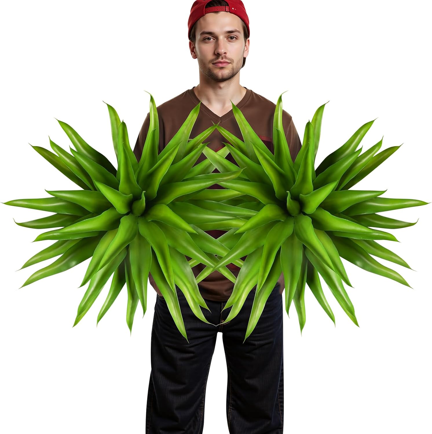 Velener Outdoor Fake Agave Artificial Plant, Unpotted Fake Plant for Room Decor, UV Resistant Faux Agave Plant for Outdoor/Indoor Decor, 22 inches, 2 Pack(43 Leaves)