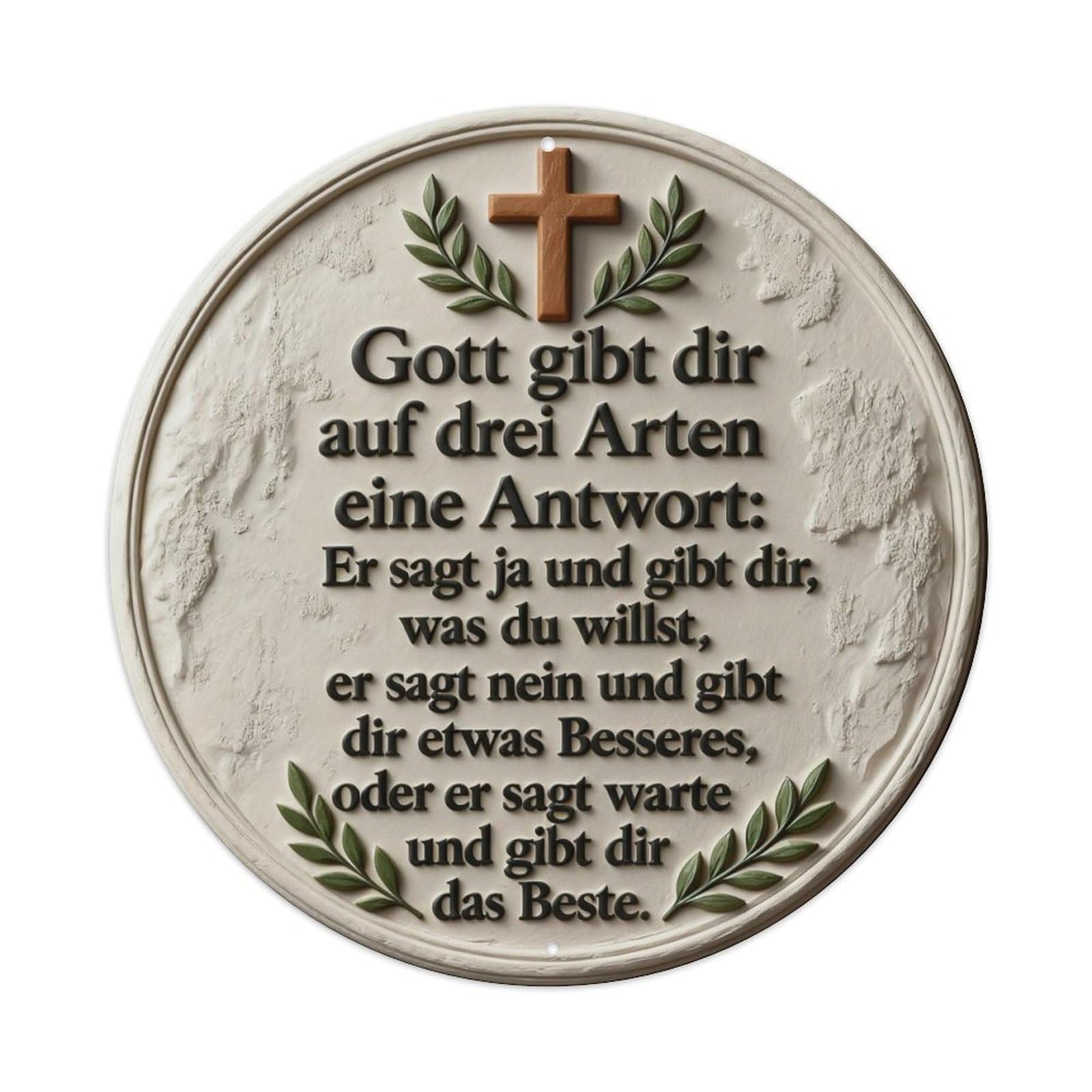 Zlatcbu Vintage German God's Three Answers Metal Tin Sign Retro Wall Art Poster, Decor For Home Living Room Bar Cafe Garage, 8X8 Inch