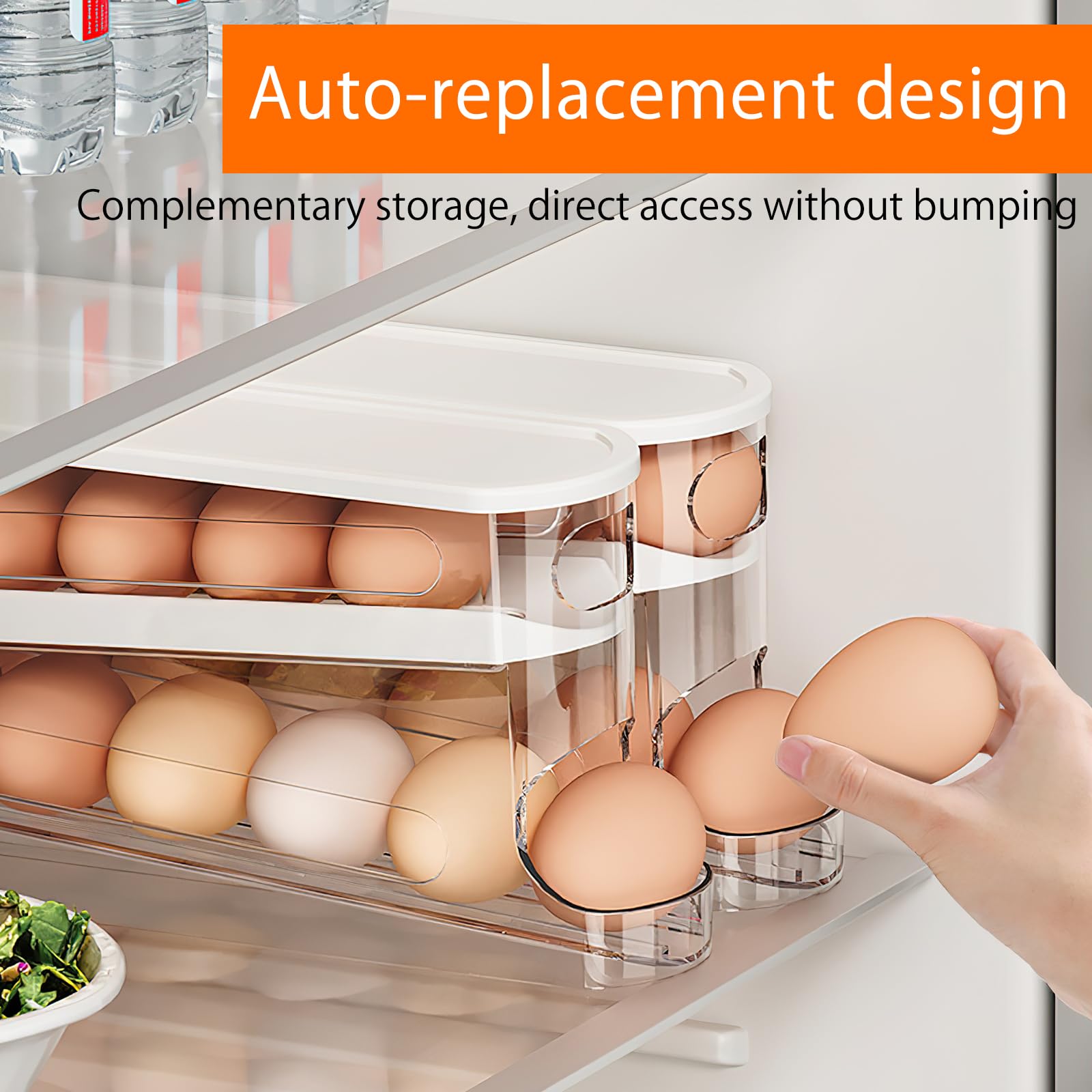 Distributeur à œufs Automatique Pour Frigo - 4 étages, Capacité 30 œufs - Plastique PP - Dimensions 35.2x19.6x7cm