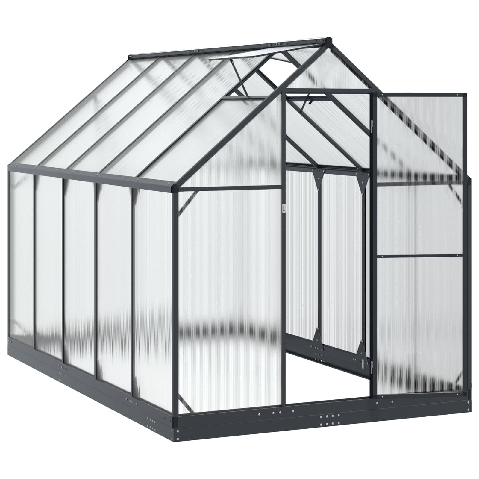 Aluminiowa szklarnia ogrodowa ocynkowana 183,5 x 303,5 x 207 cm | Regulowana wysokość, przenośna, odporna na warunki atmosferyczne, montaż 3-osobowy, kształt